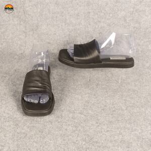 Steve Madden Slide Sandal Black Leather Casual Slip-On Y2K 90s Women's Size 8